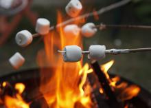 Marshmallows boven het vuur